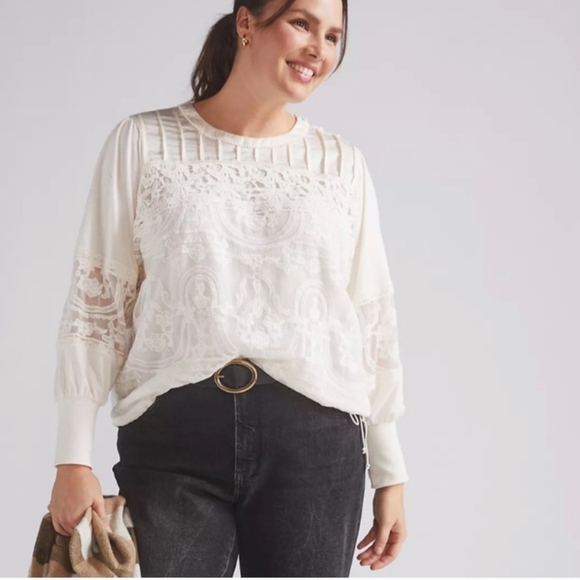 Anthropologie Tiny Romantic Ivory Victorian Style Blouse - Picture 1 of 12